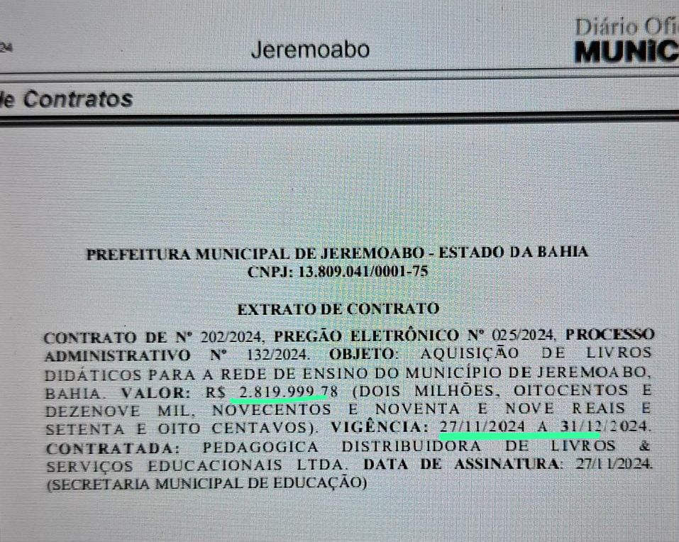 Final de Mandato em Jeremoabo: Compra de Livros Didáticos Levanta Suspeitas de Irregularidades e Falta de Planejamento Final de Mandato em Jeremoabo: Compra de Livros Didáticos Levanta Suspeitas de Irregularidades e Falta de Planejamento