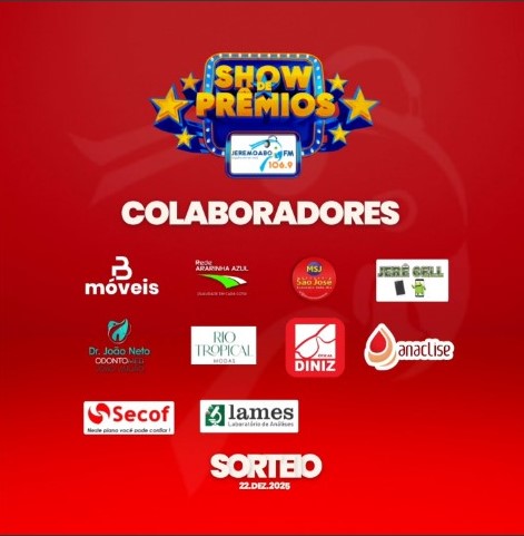 Jeremoabo FM anuncia campanha de Fim de Ano Premiado com o Show de Prêmios uma ampla lista de prêmios Jeremoabo FM anuncia campanha de Fim de Ano Premiado com o Show de Prêmios uma ampla lista de prêmios