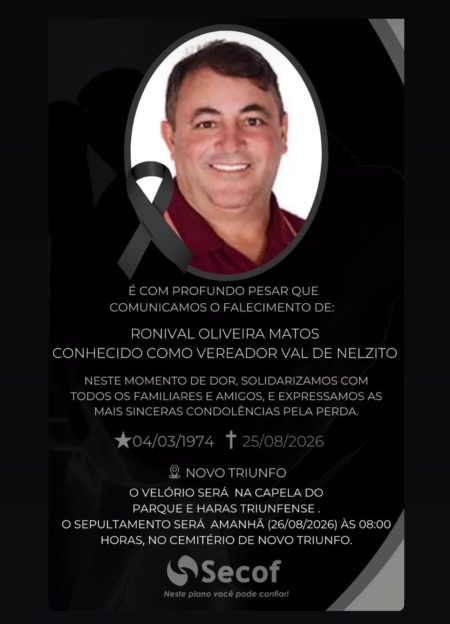 Vereador e empresário Val de Nelzito morre aos 52 anos e causa comoção em Jeremoabo e Novo Triunfo