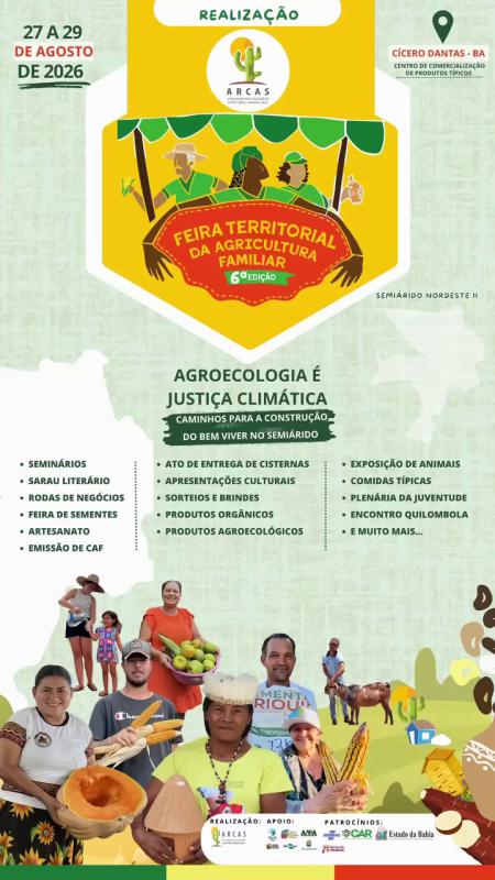 6ª Feira Territorial da Agricultura Familiar reúne produtores e expositores em Cícero Dantas 6ª Feira Territorial da Agricultura Familiar reúne produtores e expositores em Cícero Dantas