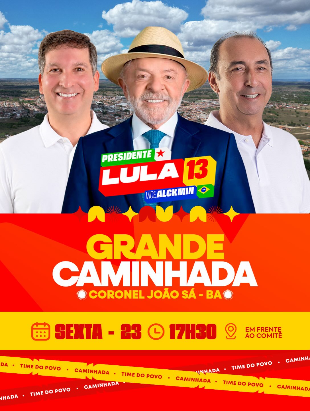 Coronel João Sá terá caminhada em apoio ao presidente Lula nesta sexta-feira (23)