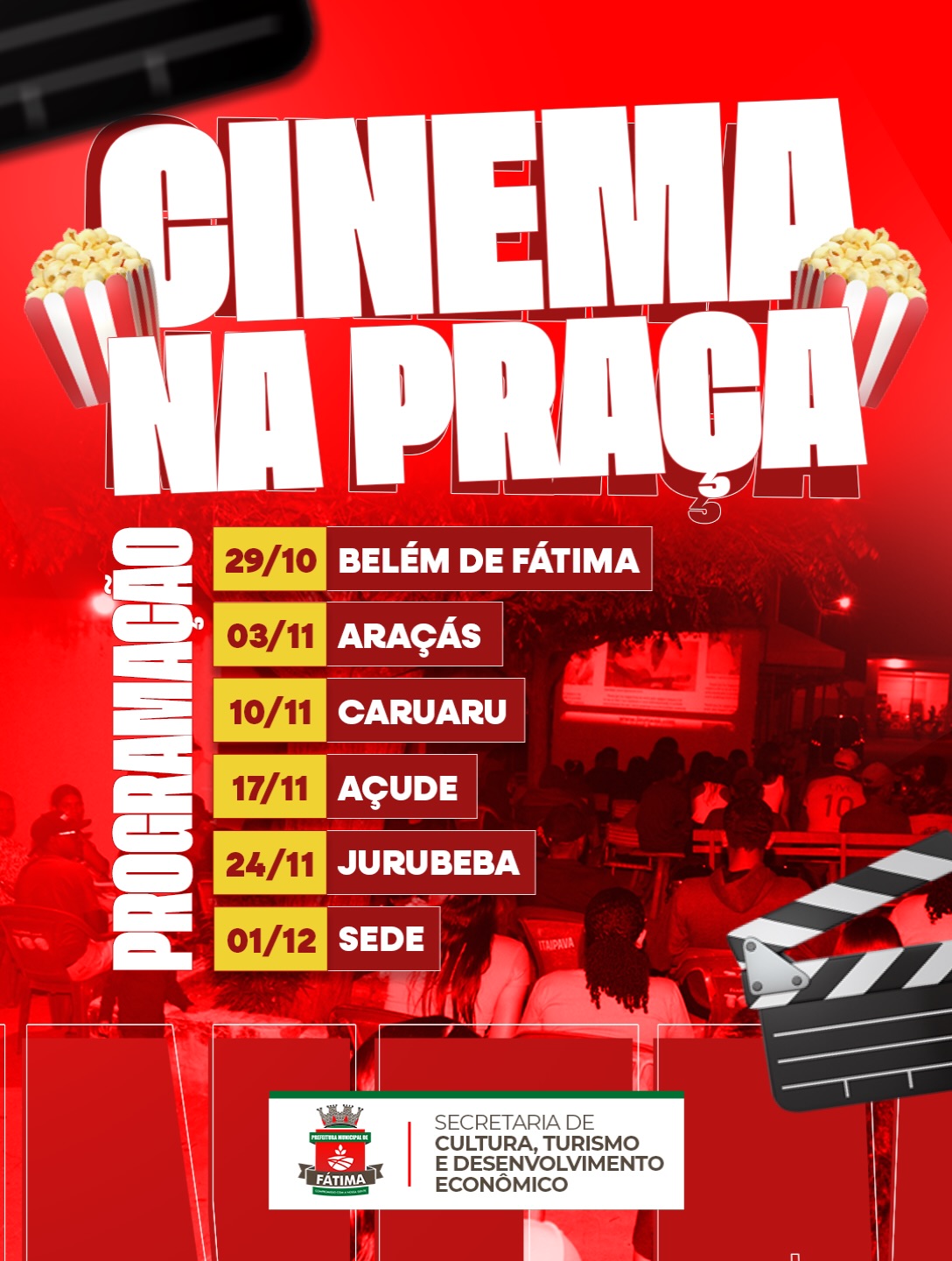 CINEMA NA PRAÇA LEVARÁ EXIBIÇÕES GRATUITAS A LOCALIDADES DE FÁTIMA CINEMA NA PRAÇA LEVARÁ EXIBIÇÕES GRATUITAS A LOCALIDADES DE FÁTIMA