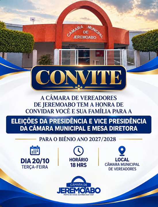 Câmara de Jeremoabo realiza eleição da Mesa Diretora para o biênio 2027/2028 Assista